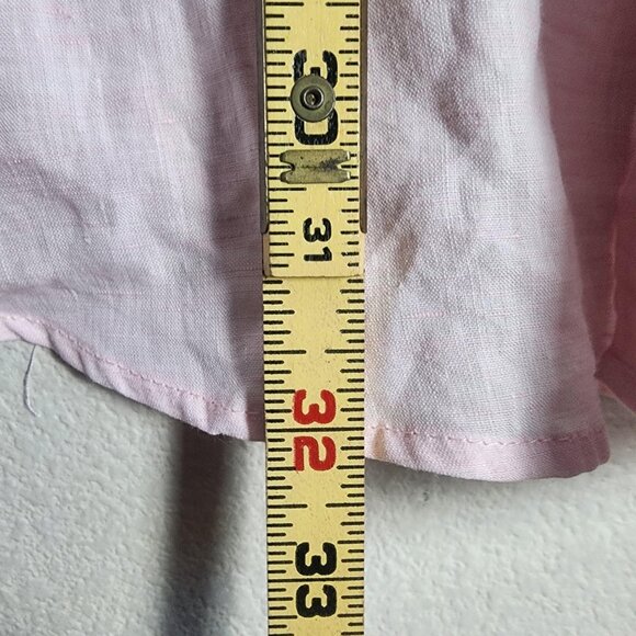 Ben Silver Shirt Mens 17.5-36 Pink Linen Button Down Long Sleeve Dress Pocket - Picture 9 of 10